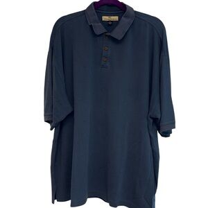 Tommy Bahama polo shirt short sleeves 3 button front collared silk/cotton Sz XXL